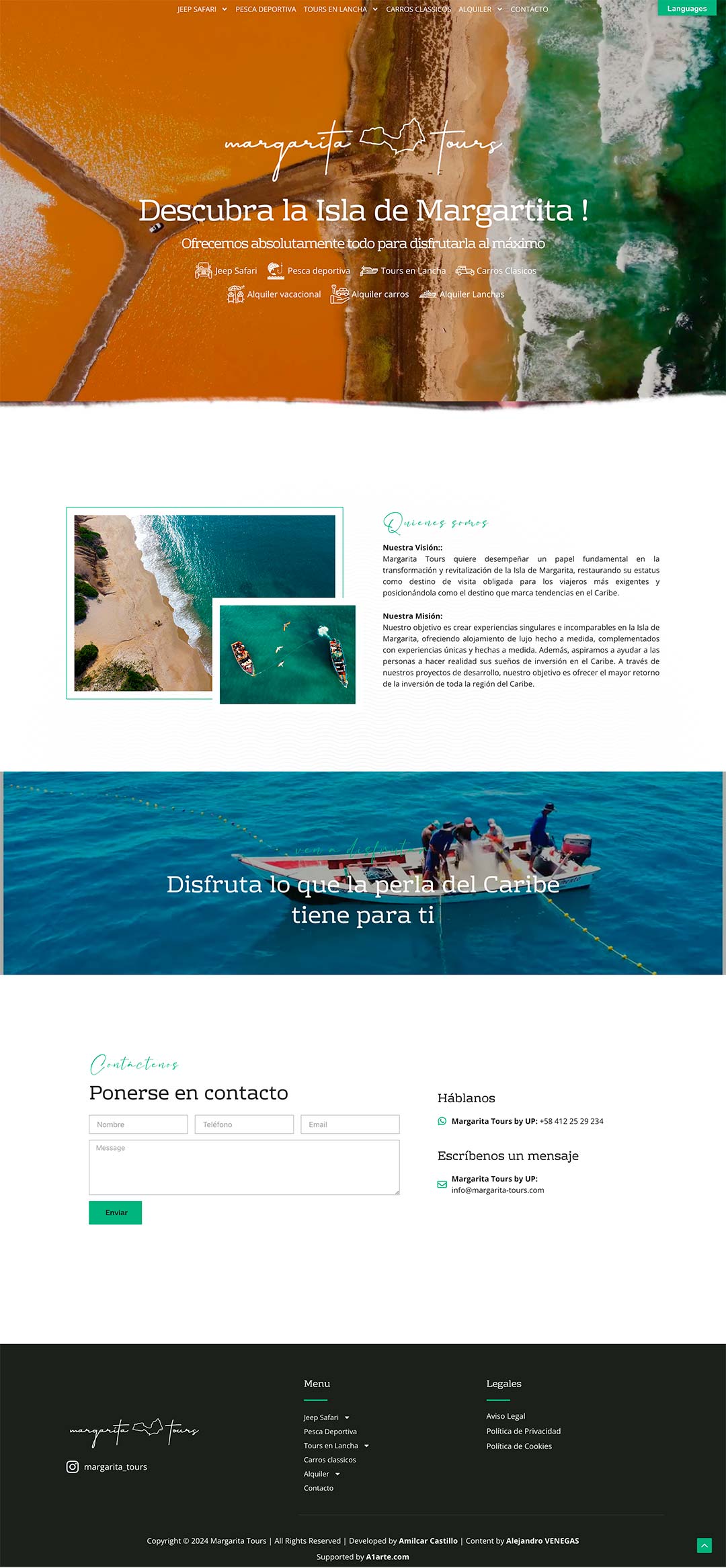 Portafolio desarrollo web: Agencia de servicios turísticos - Margarita-Tours.com